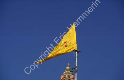 Flag on Dwarkadish temple roof top Dwarka 861415