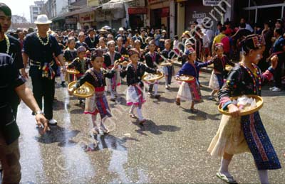 Songkhran festivities children's parade folk dress 8723936