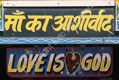 Love is God sign on truck Rajasthan 006214
